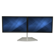 Picture of StarTech.com Dual Monitor Stand - Ergonomic Free Standing Dual Monitor Desktop Stand for two 24" VESA Mount Displays - Synchronized Height Adjustable - Double Monitor Pole Mount - Silver