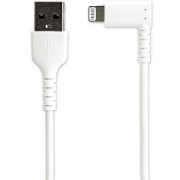 Picture of StarTech.com 6ft (2m) Durable USB A to Lightning Cable - White 90° Right Angled Heavy Duty Rugged Aramid Fiber USB Type A to Lightning Charging/Sync Cord - Apple MFi Certified - iPhone