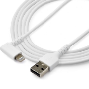 Picture of StarTech.com 6ft (2m) Durable USB A to Lightning Cable - White 90° Right Angled Heavy Duty Rugged Aramid Fiber USB Type A to Lightning Charging/Sync Cord - Apple MFi Certified - iPhone
