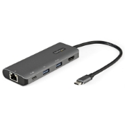 Picture of StarTech.com USB C Multiport Adapter - 10Gbps USB Type-C Mini Dock with 4K 30Hz HDMI - 100W Power Delivery Passthrough - 3-Port USB Hub, GbE - USB 3.1/3.2 Gen 2 Laptop Dock - 10" Cable