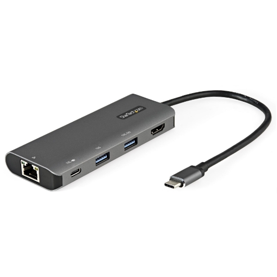 Picture of StarTech.com USB C Multiport Adapter - 10Gbps USB Type-C Mini Dock with 4K 30Hz HDMI - 100W Power Delivery Passthrough - 3-Port USB Hub, GbE - USB 3.1/3.2 Gen 2 Laptop Dock - 10" Cable
