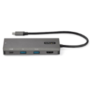 Picture of StarTech.com USB C Multiport Adapter - 10Gbps USB Type-C Mini Dock with 4K 30Hz HDMI - 100W Power Delivery Passthrough - 3-Port USB Hub, GbE - USB 3.1/3.2 Gen 2 Laptop Dock - 10" Cable