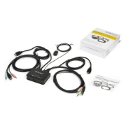 Picture of StarTech.com 2 Port HDMI KVM Switch - 4K 60Hz - Compact Dual Port UHD/Ultra HD USB Desktop KVM Switch w/Integrated 4ft Cables & Audio - Bus Powered & Remote Switching - MacBook ThinkPad