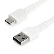 Picture of StarTech.com 2m USB A to USB C Charging Cable - Durable Fast Charge & Sync USB 2.0 to USB Type C Data Cord - Rugged TPE Jacket Aramid Fiber M/M 3A White - Samsung S10, iPad Pro, Pixel