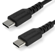 Picture of StarTech.com 1m USB C Charging Cable - Durable Fast Charge & Sync USB 2.0 Type C to USB C Laptop Charger Cord - TPE Jacket Aramid Fiber M/M 60W Black - Samsung S10 S20 iPad Pro MS Surface