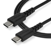 Picture of StarTech.com 1m USB C Charging Cable - Durable Fast Charge & Sync USB 2.0 Type C to USB C Laptop Charger Cord - TPE Jacket Aramid Fiber M/M 60W Black - Samsung S10 S20 iPad Pro MS Surface