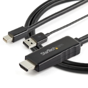 Picture of StarTech.com 6ft (2m) HDMI to Mini DisplayPort Cable 4K 30Hz - Active HDMI to mDP Adapter Converter Cable with Audio - USB Powered - Mac & Windows - Male to Male Video Adapter Cable