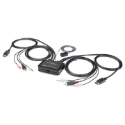 Picture of StarTech.com 2 Port DisplayPort KVM Switch - 4K 60Hz - Compact Dual Port UHD DP 1.2 USB Desktop KVM Switch with 4ft Cables & Audio - Bus Powered & Remote Switching - MacBook ThinkPad