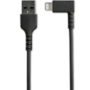 Picture of StarTech.com 6ft (2m) Durable USB A to Lightning Cable - Black 90° Right Angled Heavy Duty Rugged Aramid Fiber USB Type A to Lightning Charging/Sync Cord - Apple MFi Certified - iPhone