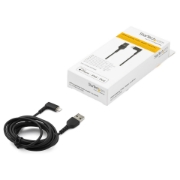 Picture of StarTech.com 6ft (2m) Durable USB A to Lightning Cable - Black 90° Right Angled Heavy Duty Rugged Aramid Fiber USB Type A to Lightning Charging/Sync Cord - Apple MFi Certified - iPhone