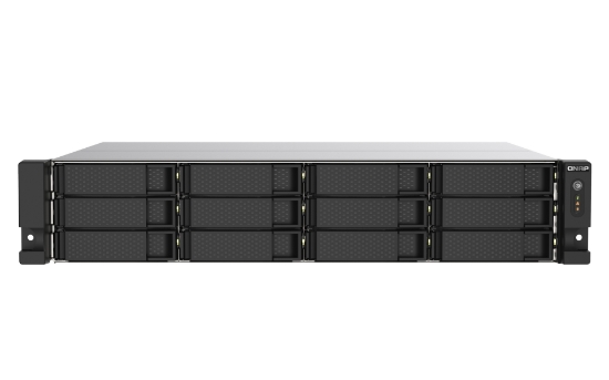 Picture of QNAP TS-1273AU-RP-8G NAS/storage server Rack (2U) Ryzen Embedded V1500B 8 GB DDR4 0 TB QNAP QTS Aluminium, Black
