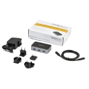 Picture of StarTech.com 4 Port USB C Hub with Power Adapter - USB 3.1/3.2 Gen 2 (10Gbps) - USB Type C to 4x USB-A - Self Powered Desktop USB Hub with Fast Charging Port (BC 1.2) - Desk Mountable~4 Port USB C Hub with Power Adapter - USB 3.2 Gen 2 (10Gbps) - USB Type C to 4x USB-A - Self Powered Desktop USB Hub with Fast Charging Port (BC 1.2) - Desk Mountable
