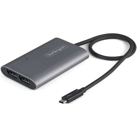 Picture of StarTech.com Thunderbolt 3 to Dual DisplayPort Adapter DP 1.4 - Dual 4K 60Hz or Single 8K/5K Thunderbolt 3 to DP Adapter - TB3 to 2x DisplayPort Monitor Video Display Adapter - Mac/Windows