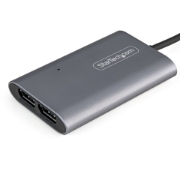 Picture of StarTech.com Thunderbolt 3 to Dual DisplayPort Adapter DP 1.4 - Dual 4K 60Hz or Single 8K/5K Thunderbolt 3 to DP Adapter - TB3 to 2x DisplayPort Monitor Video Display Adapter - Mac/Windows