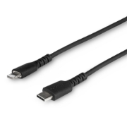 Picture of StarTech.com 3 foot (1m) Durable Black USB-C to Lightning Cable - Heavy Duty Rugged Aramid Fiber USB Type C to Lightning Charger/Sync Power Cord - Apple MFi Certified iPad/iPhone 12