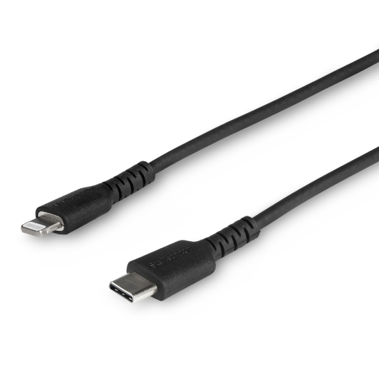Picture of StarTech.com 3 foot (1m) Durable Black USB-C to Lightning Cable - Heavy Duty Rugged Aramid Fiber USB Type C to Lightning Charger/Sync Power Cord - Apple MFi Certified iPad/iPhone 12