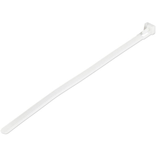 Picture of StarTech.com 8"(20cm) Reusable Cable Ties - 1/4"(7mm) wide, 1-7/8"(50mm) Bundle Dia. 50lb(22kg) Tensile Strength, Releasable Nylon Ties, Indoor/Outdoor, 94V-2/UL Listed, 100 Pack - White