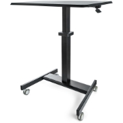 Picture of StarTech.com Mobile Standing Desk - Portable Sit Stand Ergonomic Height Adjustable Cart on Wheels - Rolling Computer/Laptop Workstation Table with Locking One-Touch Lift for Teacher/Student