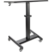 Picture of StarTech.com Mobile Standing Desk - Portable Sit Stand Ergonomic Height Adjustable Cart on Wheels - Rolling Computer/Laptop Workstation Table with Locking One-Touch Lift for Teacher/Student