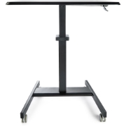 Picture of StarTech.com Mobile Standing Desk - Portable Sit Stand Ergonomic Height Adjustable Cart on Wheels - Rolling Computer/Laptop Workstation Table with Locking One-Touch Lift for Teacher/Student