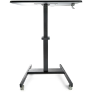 Picture of StarTech.com Mobile Standing Desk - Portable Sit Stand Ergonomic Height Adjustable Cart on Wheels - Rolling Computer/Laptop Workstation Table with Locking One-Touch Lift for Teacher/Student