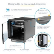 Picture of StarTech.com 4-Post 15U Server Rack Cabinet, Lockable 19" Data Rack Cabinet for Computer / AV / IT Equipment, Office / Home Network Rack with Casters & Adjustable Mounting Rails