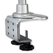 Picture of StarTech.com Desk Mount Quad Monitor Arm – Premium Articulating VESA 4 Monitor Mount 2x2 up to 30" – Ergonomic Height Adjustable Pole Mount - Tilt/Swivel/Rotate - C-Clamp/Grommet - Silver