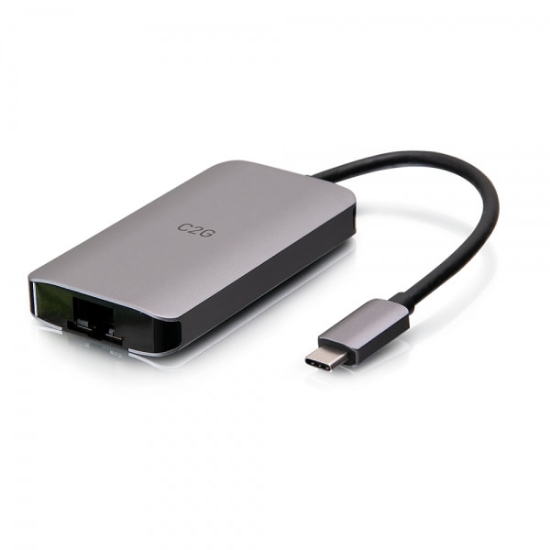 Picture of C2G USB-C 4-in-1 Mini Dock with HDMI, USB-A, Ethernet, and USB-C Power Delivery up to 100W - 4K 30Hz