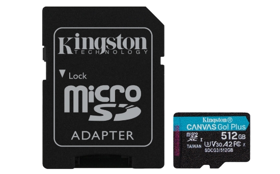 Picture of Kingston Technology Canvas Go! Plus 512GB microSDXC Canvas Go Plus 170R A2 U3 V30 Card + ADP