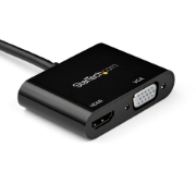 Picture of StarTech.com Mini DisplayPort to HDMI VGA Adapter - mDP 1.2 HBR2 to HDMI 2.0 (4K 60Hz) or VGA 1080p Video Converter Dongle - Mini DP to HDMI or VGA Monitor - Thunderbolt 2 Compatible