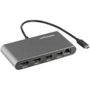 Picture of StarTech.com Thunderbolt 3 Mini Dock - Portable Dual Monitor Docking Station w/HDMI 4K 60Hz, 2x USB-A Hub (3.0/2.0), GbE - 11in/28cm Cable - TB3 Multiport Adapter - Mac/Windows