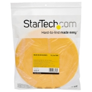 Picture of StarTech.com 25ft Hook and Loop Roll - Cut-to-Size Reusable Cable Ties - Bulk Industrial Wire Fastener Tape /Adjustable Fabric Wraps Yellow / Resuable Self Gripping Cable Management Straps