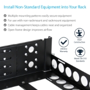 Picture of StarTech.com 3U Fixed 19" Adjustable Depth Universal Server Rack Rails