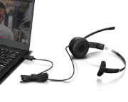 Picture of Lenovo 100 Mono Headset Wired Head-band Office/Call center USB Type-A Black