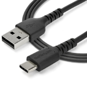 Picture of StarTech.com 2m USB A to USB C Charging Cable - Durable Fast Charge & Sync USB 2.0 to USB Type C Data Cord - Rugged TPE Jacket Aramid Fiber M/M 3A Black - Samsung S10, iPad Pro, Pixel