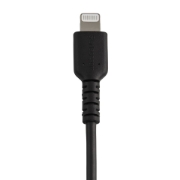 Picture of StarTech.com 6 inch (15cm) Durable Black USB-A to Lightning Cable - Heavy Duty Rugged Aramid Fiber USB Type A to Lightning Charger/Sync Power Cord - Apple MFi Certified iPad/iPhone 12