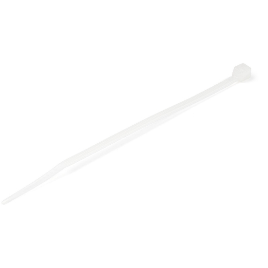Picture of StarTech.com 4"(10cm) Cable Ties - 1/16"(2mm) wide, 7/8"(22mm) Bundle Diameter, 18lb(8kg) Tensile Strength, Nylon Self Locking Zip Ties with Curved Tip - 94V-2/UL Listed, 100 Pack - White