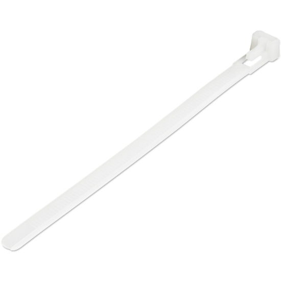 Picture of StarTech.com 6"(15cm) Reusable Cable Ties - 1/4"(7mm) wide, 1-3/8"(35mm) Bundle Dia. 50lb(22kg) Tensile Strength, Releasable Nylon Ties, Indoor/Outdoor, 94V-2/UL Listed, 100 Pack - White