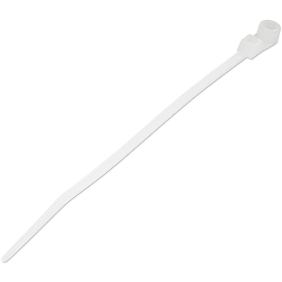 Picture of StarTech.com 4"(10cm) Cable Ties with Mounting Hole - 1/16"(2mm) wide, 7/8"(24mm) Bundle Dia. 18lb(8kg) Tensile Strength, Nylon 66 Self Locking Ties w/Screw Hole, UL Listed, 100 Pack