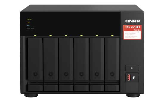 Picture of QNAP TS-673A NAS Tower Ryzen Embedded V1500B 8 GB DDR4 0 TB QNAP Turbo System Black