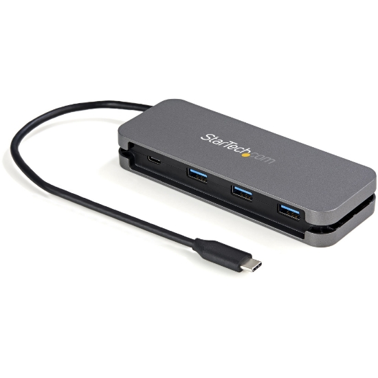 Picture of StarTech.com 4 Port USB C Hub - 3x USB-A/1x USB-C - 5Gbps USB 3.0 Type-C Hub (3.2/3.1 Gen 1) - Bus Powered - Portable USB-C to USB-A Adapter Hub - 28.5cm (11.2") Cable w/Cable Management~4 Port USB C Hub - 3x USB-A/1x USB-C - USB 3.0 Type-C Hub - USB 3.2 Gen 1 (5Gbps) - Bus Powered - Portable USB-C to USB-A Adapter Hub - 11.2" (28.5cm) Cable w/Cable Management
