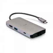 Picture of C2G USB-C 8-in-1 Mini Dock with HDMI, 2x USB-A, Ethernet, SD Card Reader, and USB-C Power Delivery up to 100W - 4K 30Hz