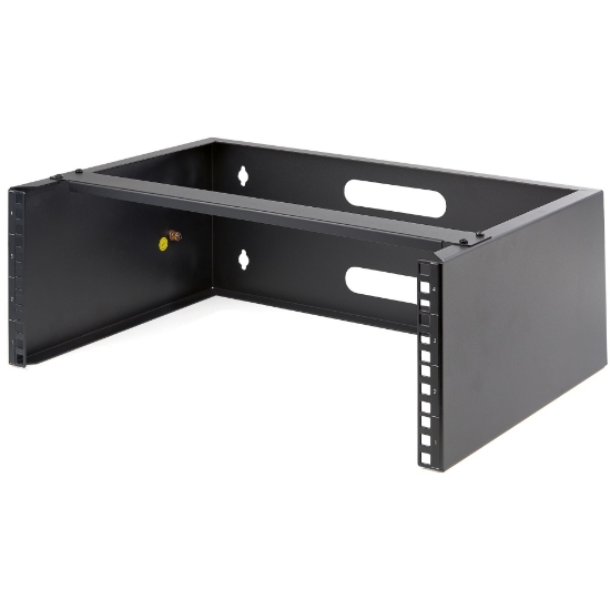 Picture of StarTech.com 4U Wall Mount Network Rack - 14 Inch Deep (Low Profile) - 19" Patch Panel Bracket for Shallow Server and IT Equipment, Network Switches - 44lbs/20kg Weight Capacity, Black