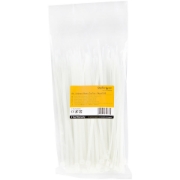 Picture of StarTech.com 8"(20cm) Cable Ties - 1/8"(4mm) wide, 2-1/8"(55mm) Bundle Diameter, 50lb(22kg) Tensile Strength, Nylon Self Locking Zip Ties with Curved Tip - 94V-2/UL Listed, 100 Pack - White
