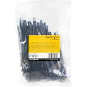 Picture of StarTech.com 6"(15cm) Reusable Cable Ties - 1/4"(7mm) wide, 1-3/8"(35mm) Bundle Dia. 50lb(22kg) Tensile Strength, Releasable Nylon Ties, Indoor/Outdoor, 94V-2/UL Listed, 100 Pack - Black