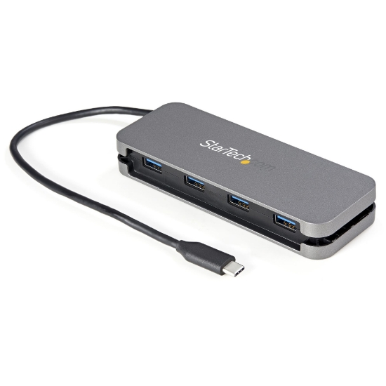 Picture of StarTech.com ~4 Port USB C Hub - 4x USB-A - USB 3.0 Type-C Hub - USB 3.2 Gen 1 (5Gbps) - Bus Powered Portable USB-C to USB-A Adapter Laptop Hub - 11.2" (28.5cm) Cable w/ Cable Management