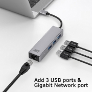 Picture of ACT USB-C hub 3.0, 3x USB-A, Gigabit ethernet