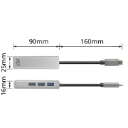 Picture of ACT USB-C hub 3.0, 3x USB-A, Gigabit ethernet