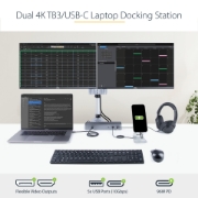 Picture of StarTech.com Thunderbolt 3 Dock w/ USB-C Host Compatibility - Dual 4K 60Hz DisplayPort 1.4 or Dual HDMI Monitors - Single 8K - TB3/USB-C Laptop Docking Station - 96W PD, 5xUSB - 10Gbps
