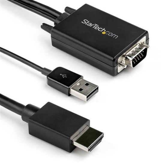 Picture of StarTech.com 2m VGA to HDMI Converter Cable with USB Audio Support & Power - Analog to Digital Video Adapter Cable to connect a VGA PC to HDMI Display - 1080p Male to Male Monitor Cable